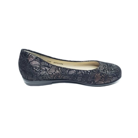 SAS Dream Comfort Flat Black Floral Fabric Round Toe Womens US 7.5 Made in USA - Picture 2 of 9